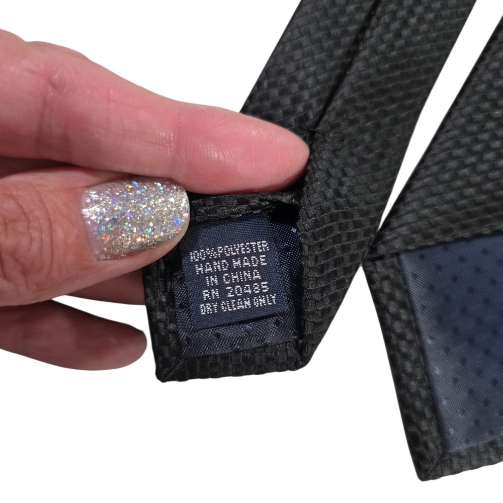 Pierre Cardin Mens Necktie Black Textured Polyester Pattern Slim Designer‎ Work - Picture 6 of 10